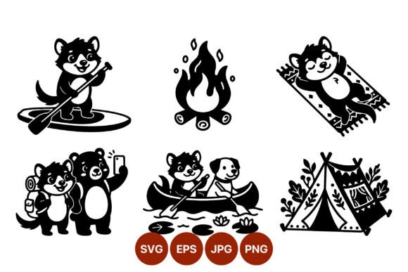 Camping Animal Friends Outdoors Vector Review