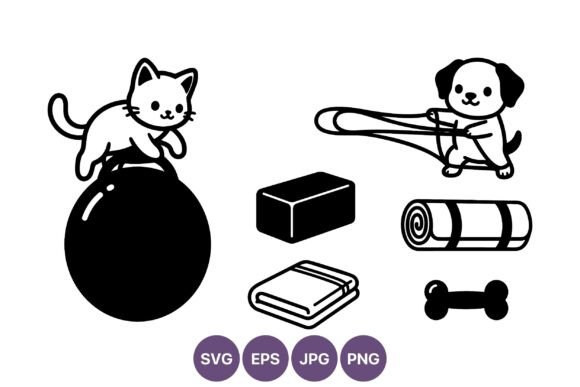 Cat and Puppy Exercise Vector Art Review