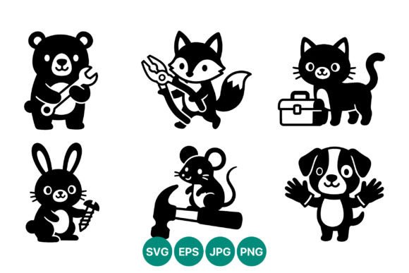 Cute Animals Holding Tools Vector Review