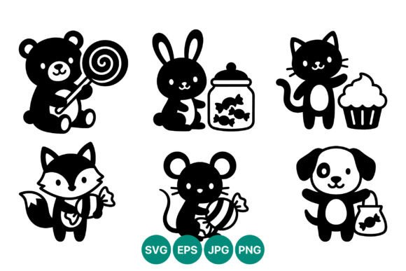 Cute Animals with Sweets Vector Set Review