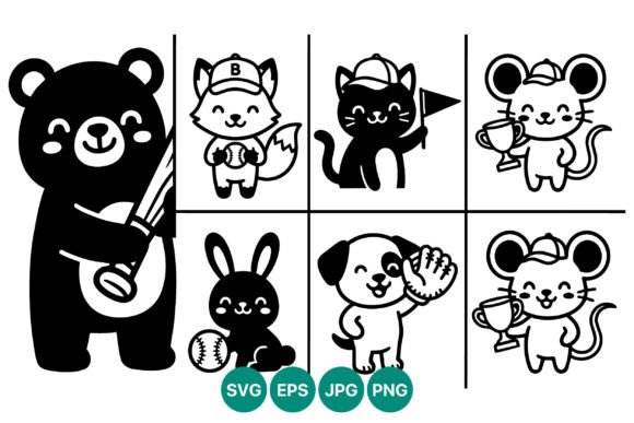 Cute Cartoon Baseball Animals Vector Review
