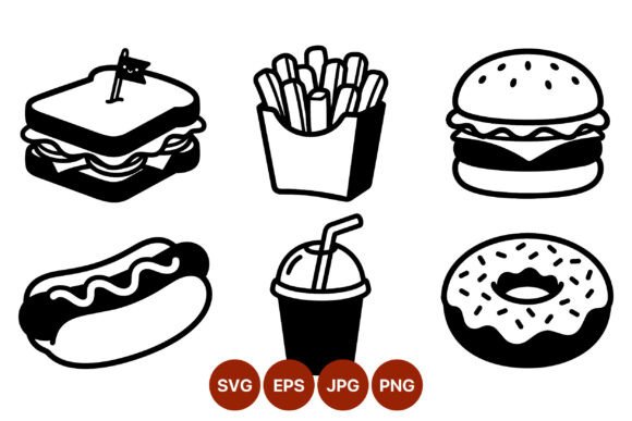 Fast Food Black White Icons Review