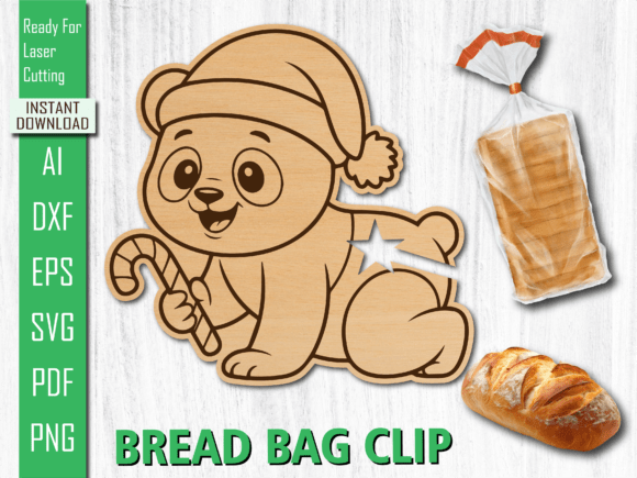 Laser Cut Cute Puppy Dog Bread Clip DXF