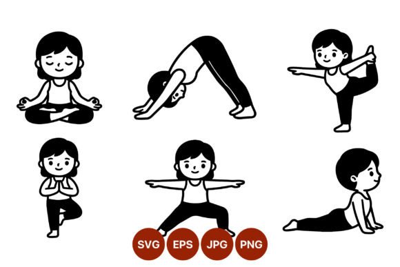 Yoga Girl Six Poses Vector Art Review